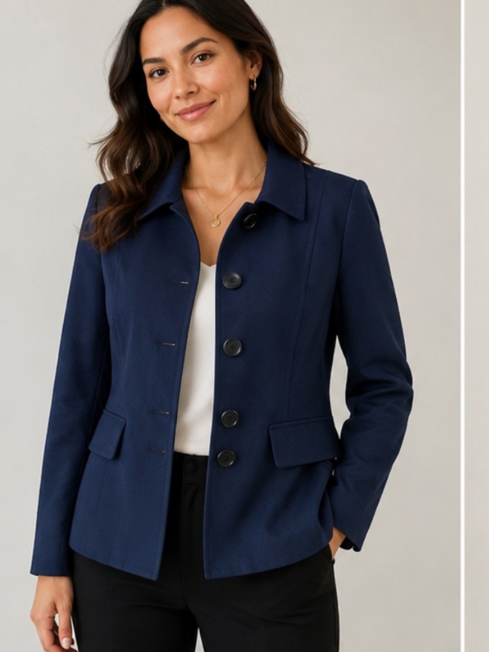 Theory midnight blue jacket size large office career classic feminine academia